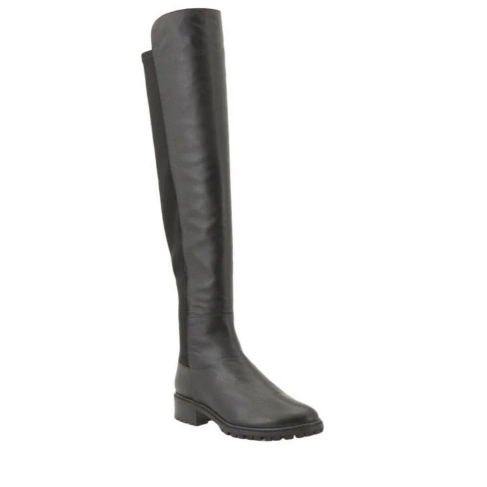 Stuart Weitzman Schizo Black Leather Over The Knee Boot Sz 4 New W/Out Tag
